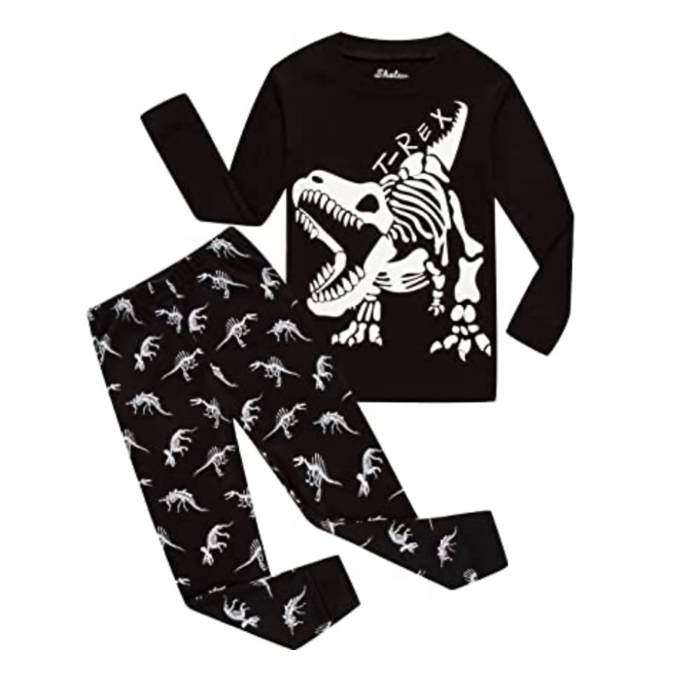 Pajama Set Glow in the Dark T-Rex Dinosaur Boys Size 14 Long Sleeve and Pants